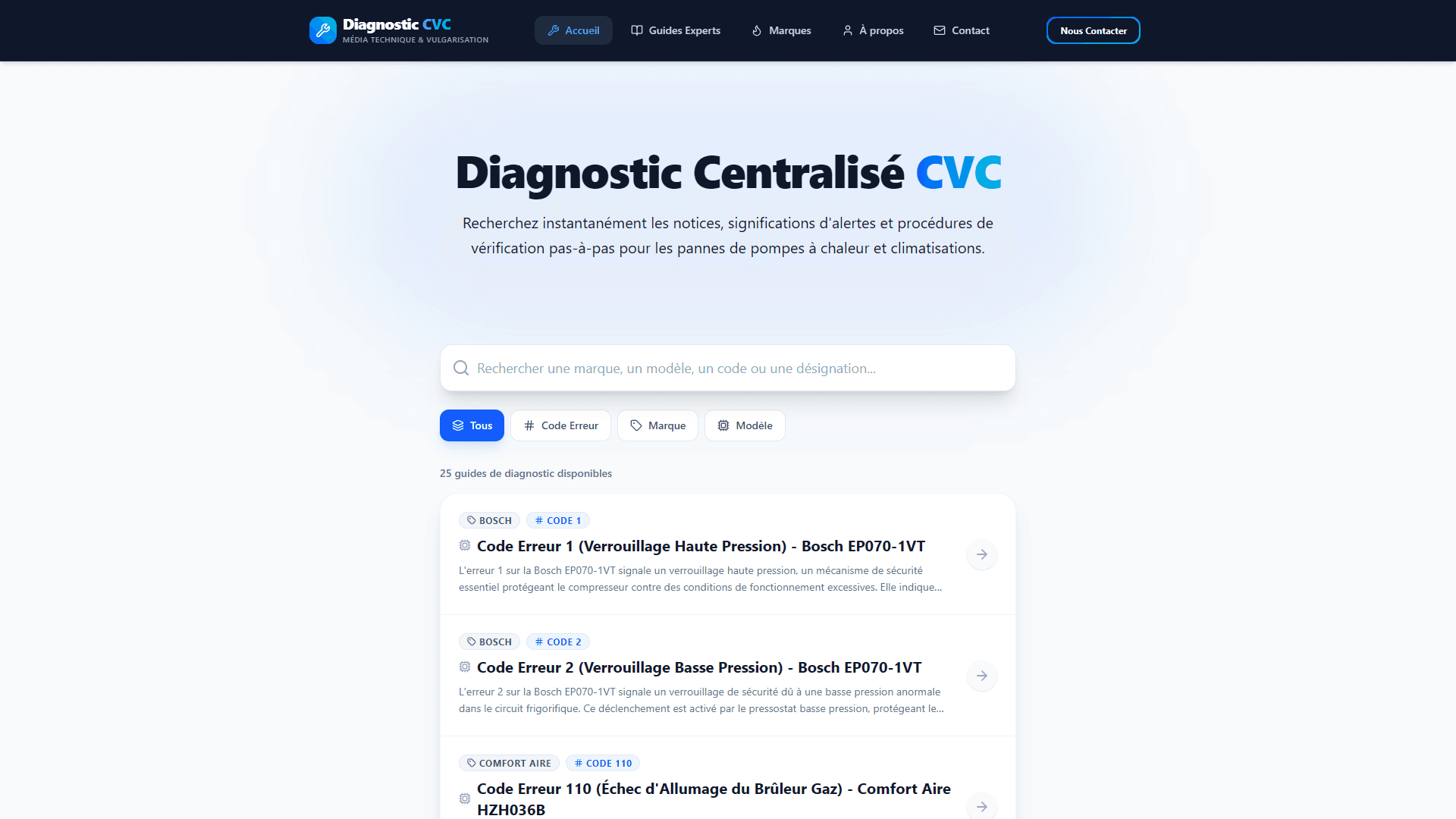 Aperçu du projet Diagnostic CVC - Blog SEO & Acquisition