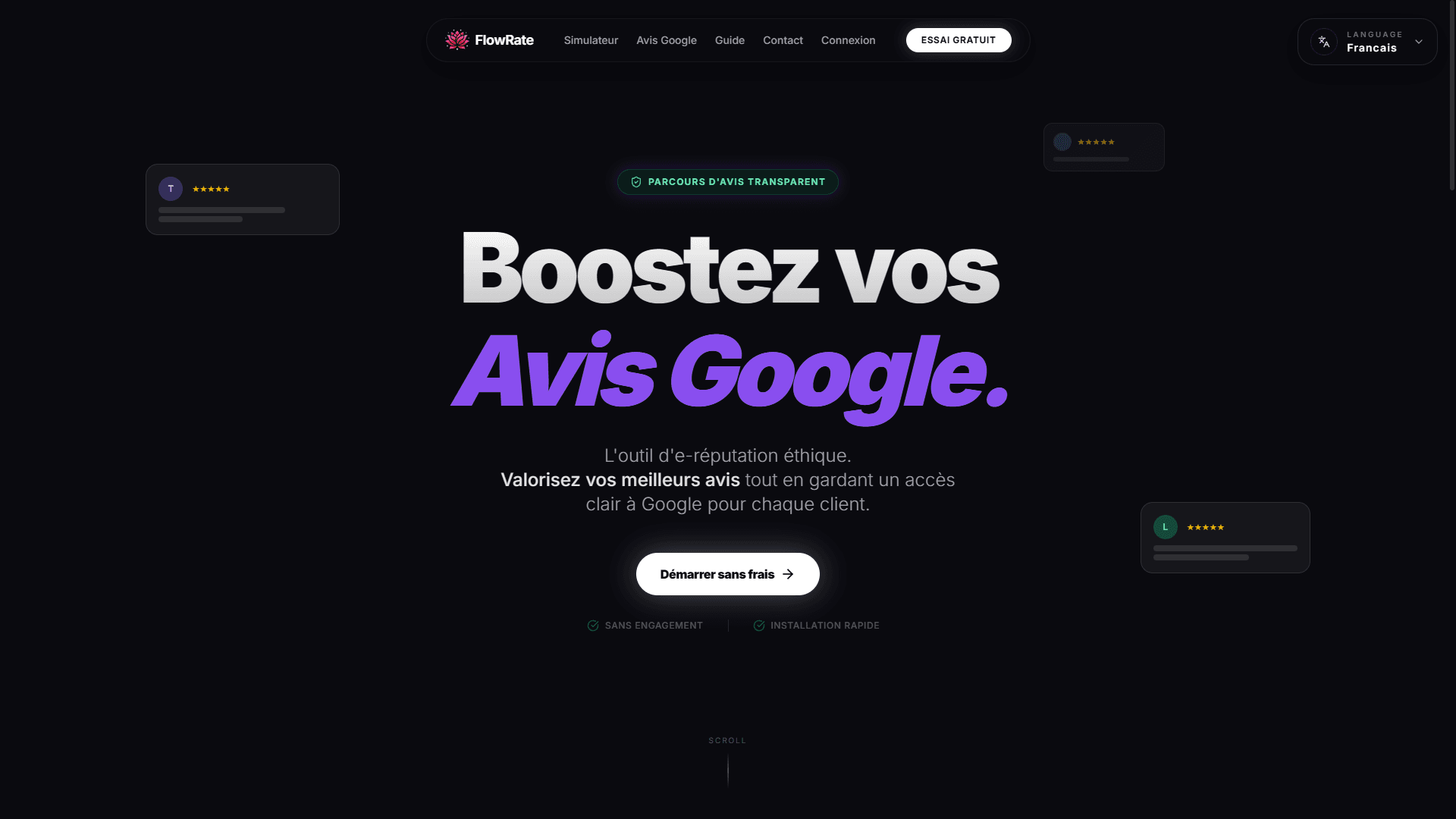 Aperçu du projet Flowrate - Automatisation d'Avis Google